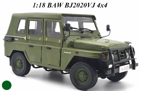 1:18 Scale BAW BJ2020VJ 4x4 Diecast Military Vehicles Model
