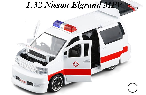 1:32 Scale Ambulance Nissan Elgrand MPV Diecast Toy