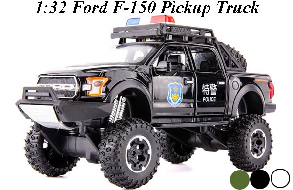 1:32 Scale Big Tires Police Ford F-150 Pickup Truck Diecast Toy