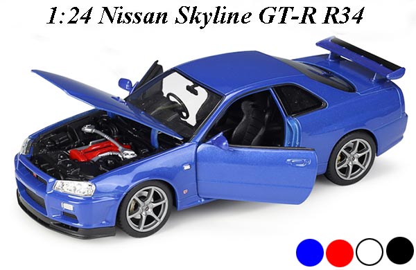 1:24 Scale Nissan Skyline GT-R R34 Diecast Car Model