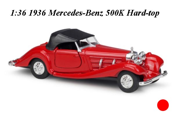 1:36 Scale 1936 Mercedes-Benz 500K Hard-top Diecast Car Toy
